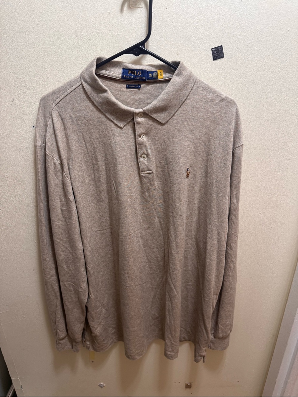 Ralph Lauren Long-Sleeve Polo Shirt - Light Taupe size XXL